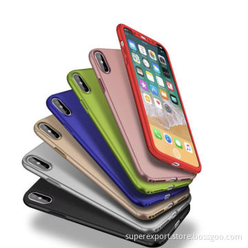 Hot selling 360 degree full protection PC phone cases with tempered glass for iPhone